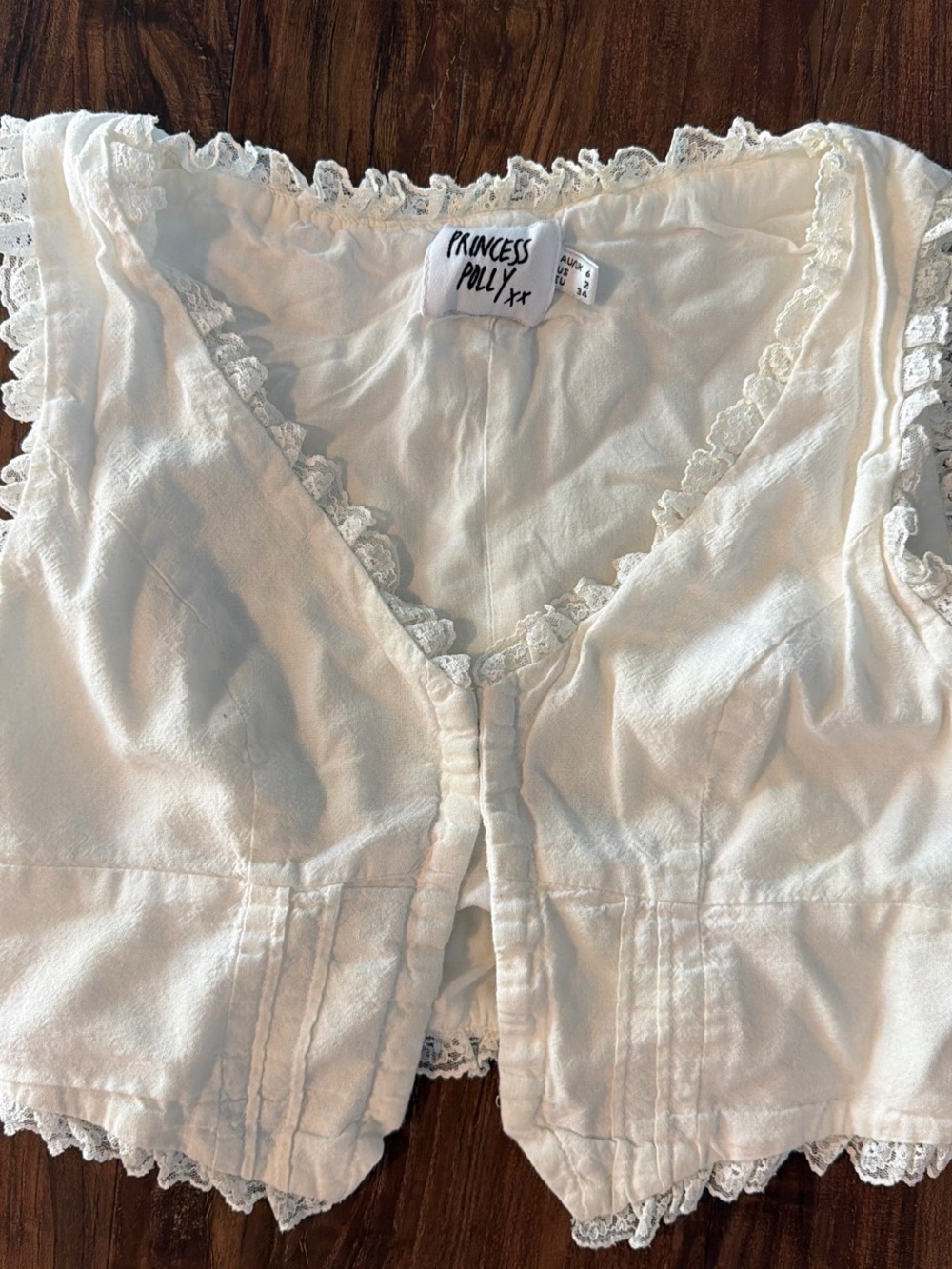 Princess Polly White Lace-Trim Bandeau Crop Top